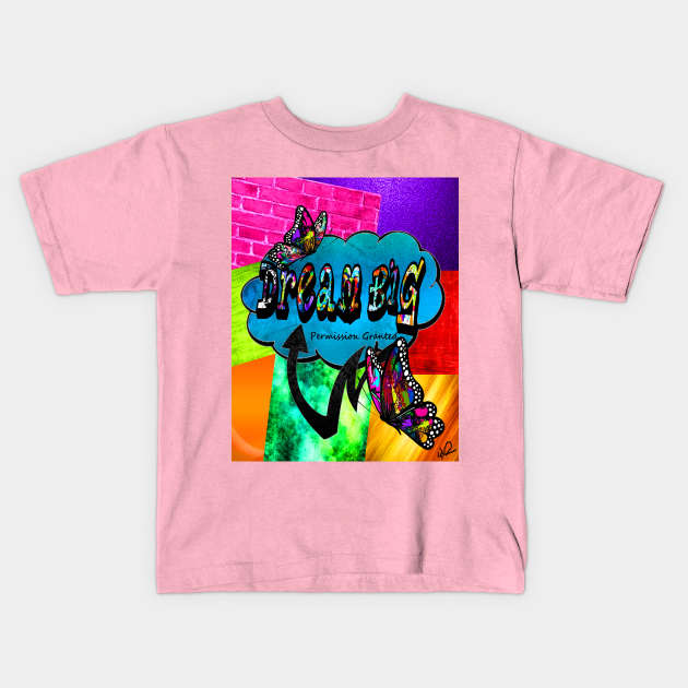 Dream big graffiti butterfly Kids T-Shirt by artbyomega